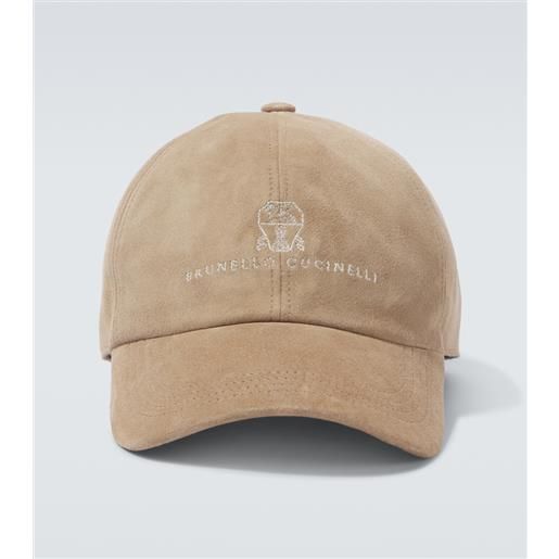 Brunello Cucinelli cappello da baseball in suede con logo