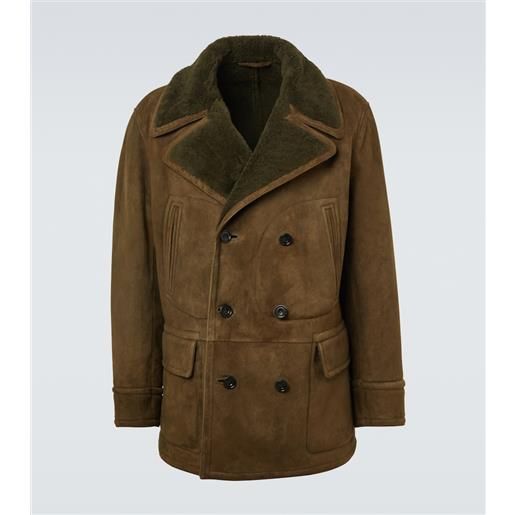 Ralph Lauren Purple Label giacca doppiopetto in suede e shearling