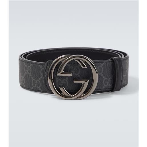 Gucci cintura in pelle gg canvas interlocking g