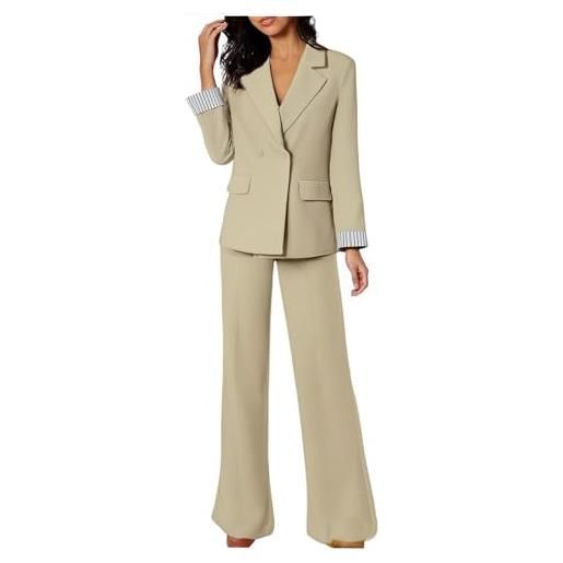 MJGkhiy tailleur donna pantaloni e giacca elegante sera tuta blazer a maniche lunghe lavoro due pezzi set slim fit curvy completo business ufficio casual completi primaverile autunno