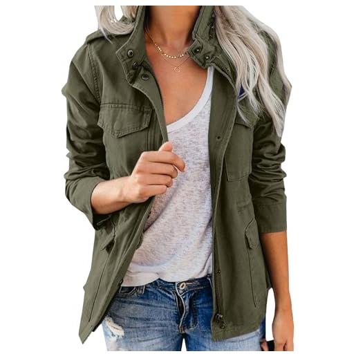 Generic giacca militare da donna, giacca cargo, moda autunno 2025, giacche leggere con cerniera per donna, capispalla casual alla moda con tasche multiple