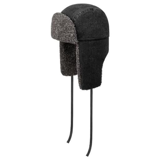 Stetson cappello aviatore bomber denim garage uomo - da ushanka con paraorecchie, fodera, sottogola autunno/inverno autunno inverno - l (58-59 cm) nero