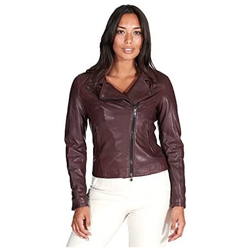 D'Arienzo chiodo in pelle vinaccio donna vintage giacca biker giubbotto moto vera pelle made in italy kbc xs/vinaccio