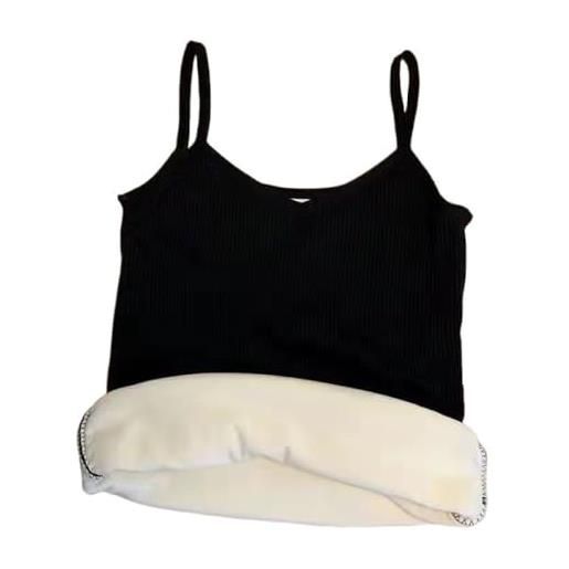 KUUFUUT canotta termica da donna, canotta foderata in pile intima, canottiere termiche da donna senza maniche canottiera camicie termiche, black, s