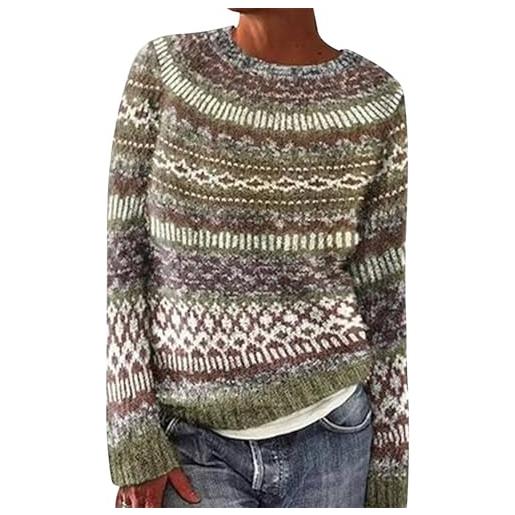 Generic maglione da donna, kashmir, caldo, leggero, a maniche lunghe, chic, arcobaleno, girocollo, alla moda, elegante, elástico, maglione in maglia, norvegese, inverno oversize, maglione da donna, 2-beige, s