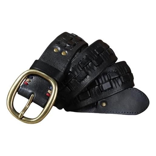 YUHNPSZE cintura di cuoio cintura in pelle intrecciata con fibbia da uomo, cintura in pelle intrecciata jeans vintage, cintura confortevole personalizzata-c-105cm
