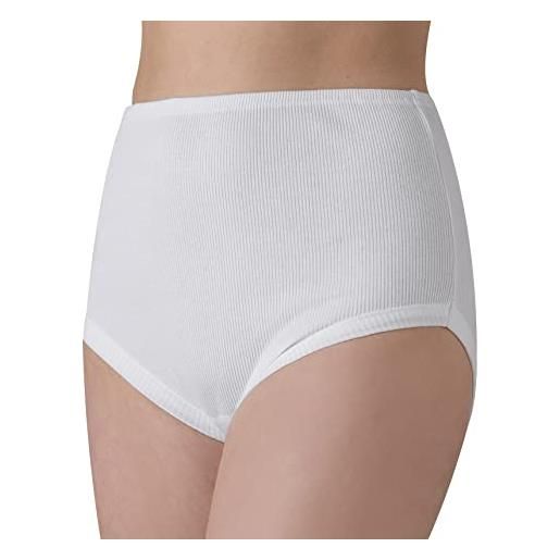 Felis confezione da 6 culotte donna classica a vita alta cotone costina con bordo, mutande donna bianche, traspiranti e comode, persone anziane, sgambate, taglie forti