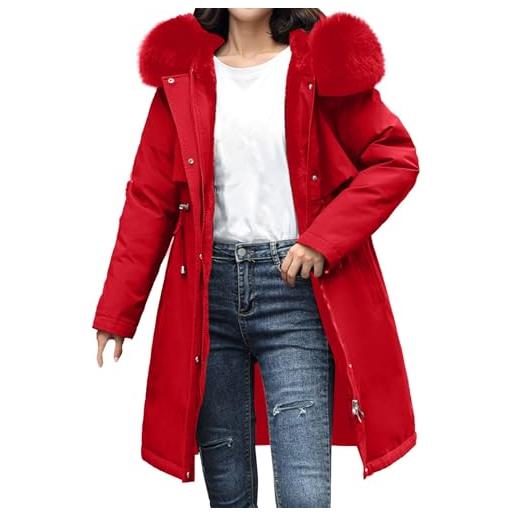 Felpa Con Cappuccio Donna Maniche Lunghe - Morbida E Casual - Taglie Forti (Rosso Scuro, XX-Large)
