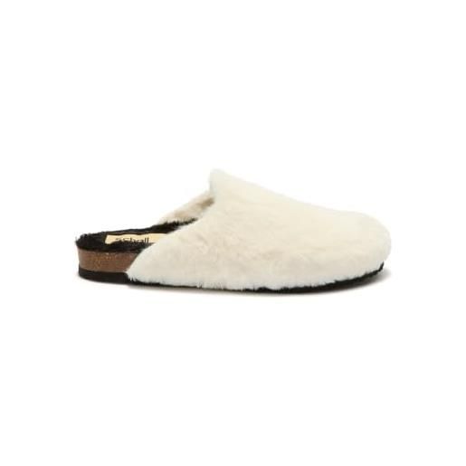 Scholl jackie clog, sabot invernali con pelo sintetico, donna, bianco. Nero, 38 eu