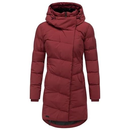 Ragwear cappotto invernale impermeabile da donna, caldo trapuntato con colletto in pile e cappuccio, pavla soft youmodo xs-6xl, colore: vinaccia, m