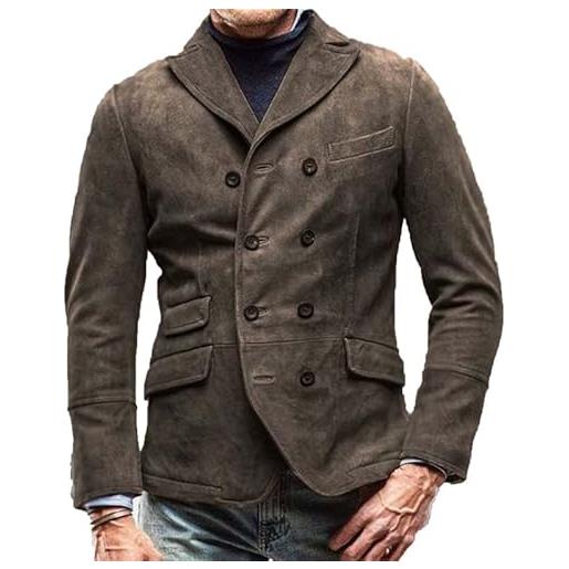 VIVICOLOR cappotto da giacca vintage marrone da uomo doppio petto blazer casual giacche da uomo soprabito con risvolto