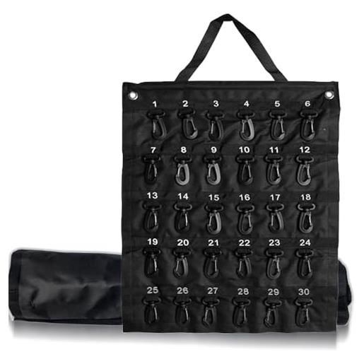 SENRISE custodia per chiavi arrotolabile, portatile, con 30/40/50 posizioni chiave, per auto, vendite, immobiliare, gestione alberghiera, nero , 30 hooks (positions), moderno