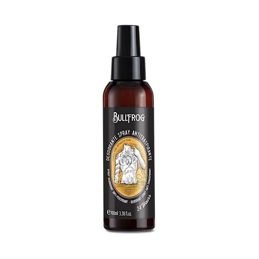 Bullfrog - deodorante spray antitraspirante, lunga durata, 97,4% ingredienti naturali, fragranza speziata e fresca, protezione e comfort, made in italy, 100 ml