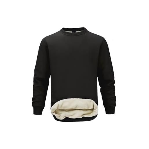 PrimeCrest felpa uomo invernale senza cappuccio pile maglione termica pullover lavoro girocollo calda felpe sportiva felpata imbottita cotone casual sherpa tecnica manica lunga blu 2xl