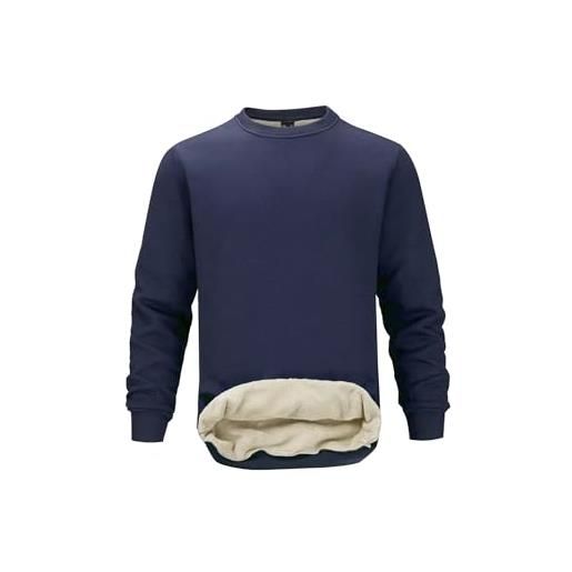 PrimeCrest felpa uomo invernale senza cappuccio pile maglione termica pullover lavoro girocollo calda felpe sportiva felpata imbottita cotone casual sherpa tecnica manica lunga grigio xl