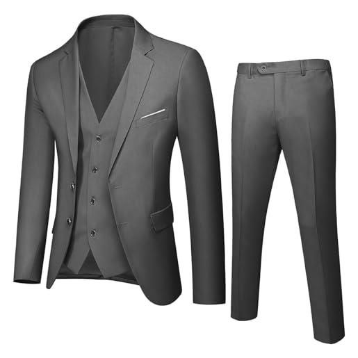 Generisch bambino elegante vestito ragazzo primavera autunno solido manica lunga pantaloni cappotto vestiti 3pc vestito abbigliamento primo attrezzatura per neonati ragazzo, grigio scuro, 11-12 anni