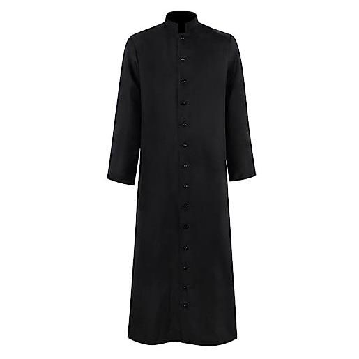 RUMAOZIA costume monaco da sacerdote, costume da monaco medievale rinascimentale, con cappuccio, per halloween, cosplay, mago, tunica, costume per adulti, halloween, mantello della morte, o nero. , l