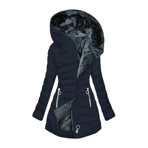 BFSWL cappotto invernale da donna, lungo, termico, invernale, grandi dimensioni, parka invernale, in peluche, imbottita, calda giacca trapuntata, elegante giacca invernale in cotone, per esterni, 