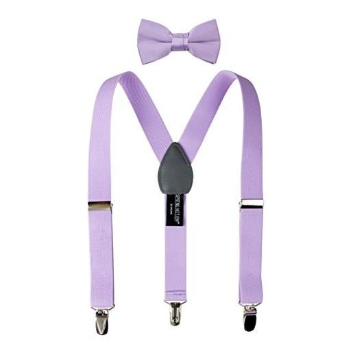 Spring Notion set di bretelle e papillon in tinta unita da bambino, lilla, large (7 years-12 years)