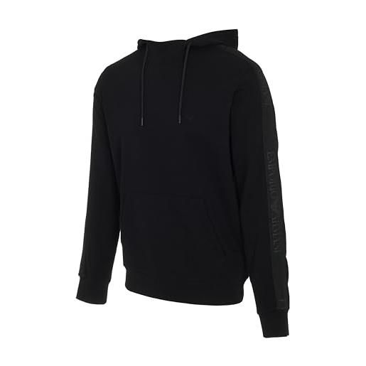 Emporio Armani basic terry hoodie sweatshirt felpa con cappuccio, blu, l uomo