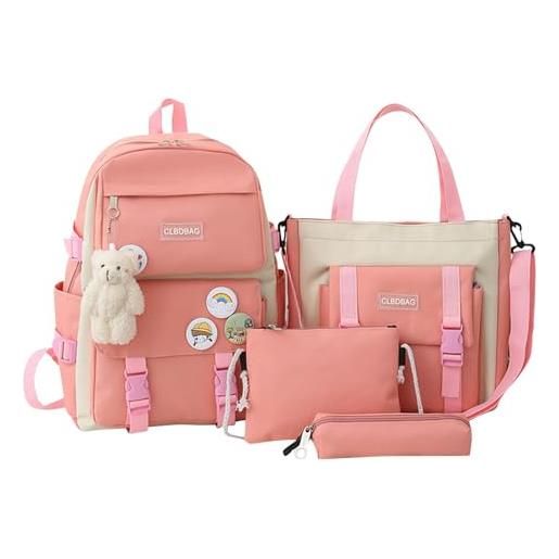 Generico set zaino per bambini | 4 pezzi set zaino scuola studente casual astuccio, borsa tracolla, borsa a tracolla daypack da viaggio per la scuola