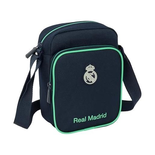 safta real madrid, borsa a tracolla 25/26, con tasca esterna, valigetta portaoggetti, comoda e versatile, qualità e resistenza, 16 x 6 x 22 cm