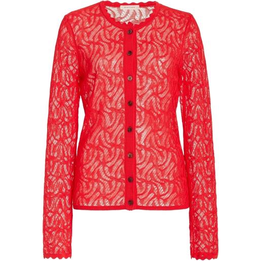 diotima cardigan portia con orlo a smerlo - rosso