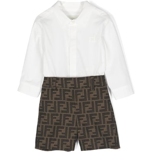 Fendi Kids set due pezzi con motivo ff - marrone