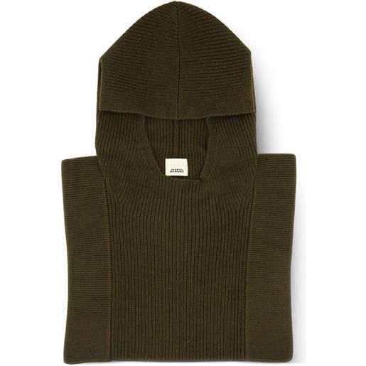 ISABEL MARANT felpa in lana merino con cappuccio - marrone