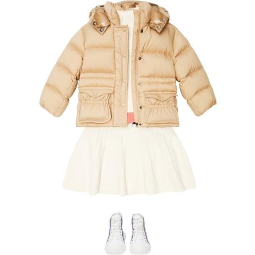 Moncler Enfant cappotto trapuntato con cappuccio - toni neutri