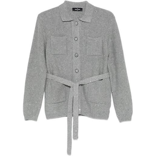 Gran Sasso cardigan con bottoni e cintura - grigio