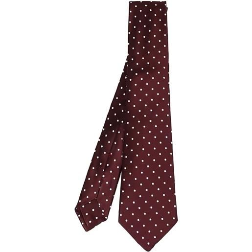 Kiton cravatta in seta a pois - rosso