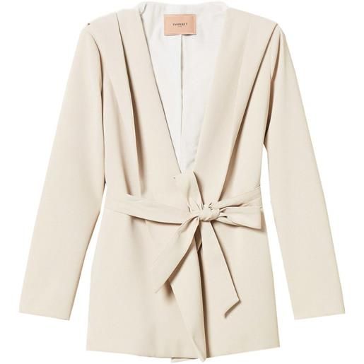 TWINSET blazer con cintura - toni neutri