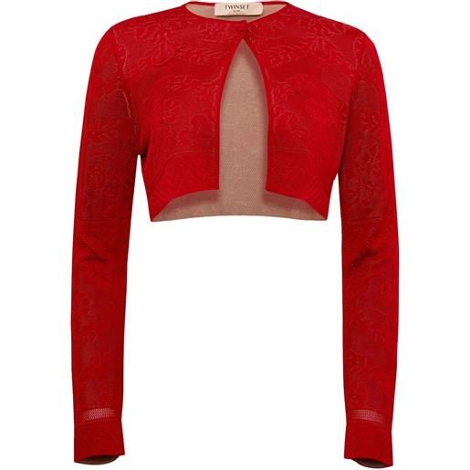 TWINSET cardigan a fiori crop - rosso