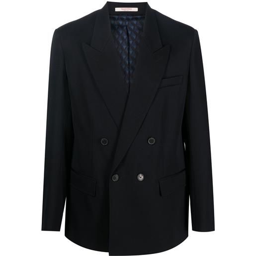Valentino Garavani blazer doppiopetto con revers a lancia - blu