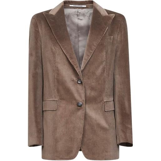Tagliatore blazer a coste con revers a lancia - marrone