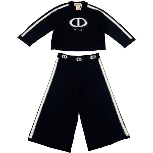 TWINSET Kids set pantalone con logo - nero