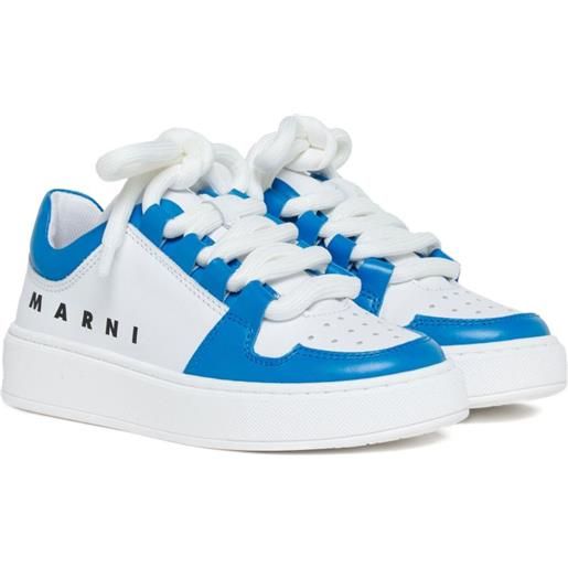Marni Kids sneakers in pelle traforata con logo - bianco