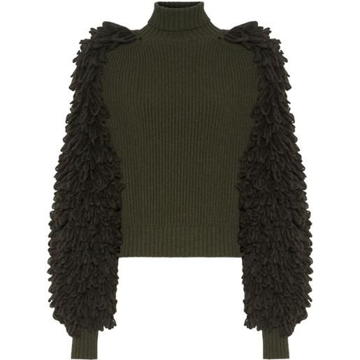 Jean Paul Gaultier maglione the bouclette a collo alto - verde