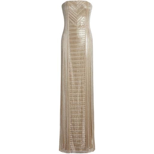 Ralph Lauren Collection abito lungo senza spalline - toni neutri