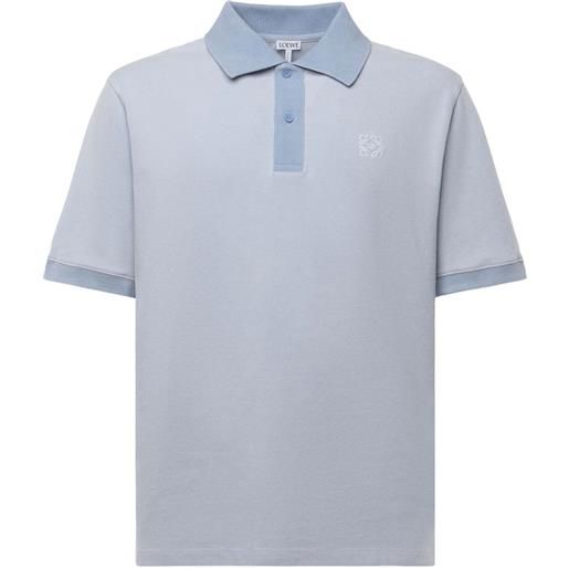 LOEWE polo con logo ricamato - blu