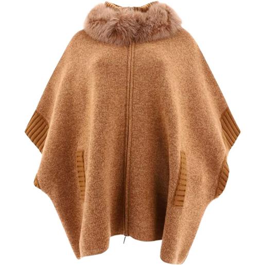 GIOVI mantella con finiture in pelliccia - marrone