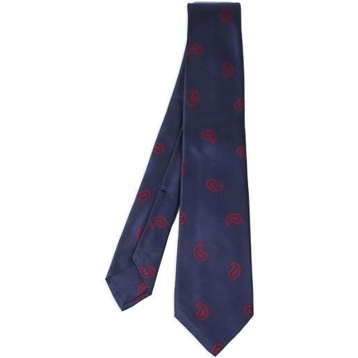 Kiton cravatta in seta con stampa paisley - blu