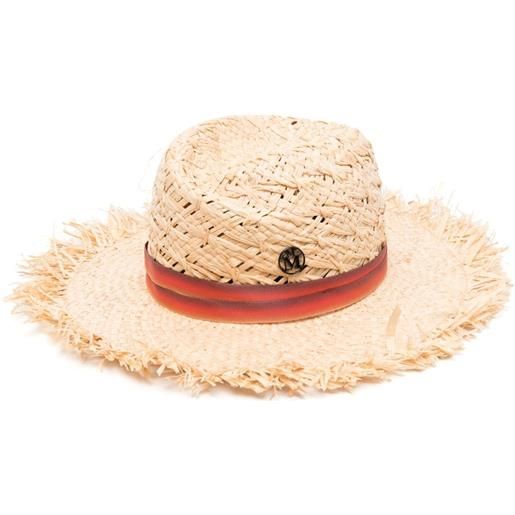 Maison Michel cappello con placca logo - toni neutri