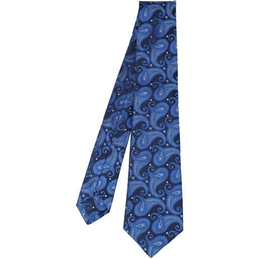 Kiton cravatta in seta con stampa paisley - blu