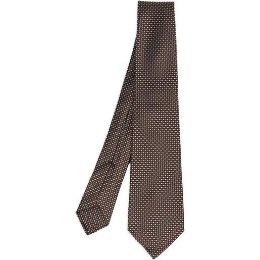 Kiton cravatta in seta a fantasia - marrone
