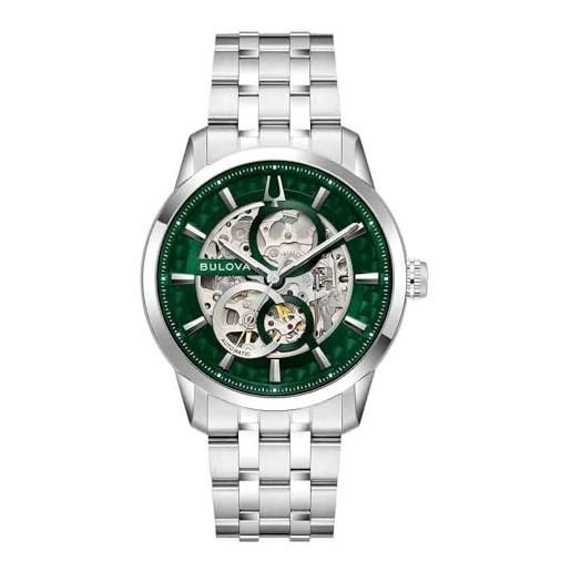 Bulova orologio uomo automatico sutton skeleton verde