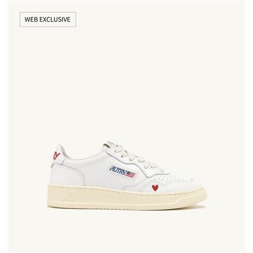 AUTRY sneakers medalist 'love' in pelle bianca rossa
