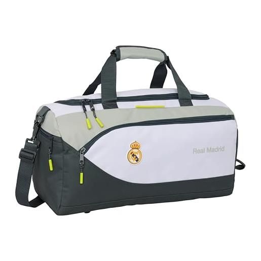 safta real madrid, borsa sportiva 25/26, ideale per bambini di diverse età, comoda e versatile, qualità e resistenza, 50 x 25 x 25 cm, bianco, m, casual