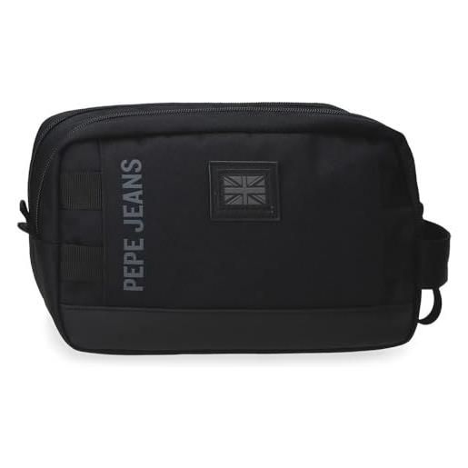 Pepe Jeans matlock nececer adattabile nero 26 x 16 x 12 cm pelle sintetica e poliestere by joumma bags